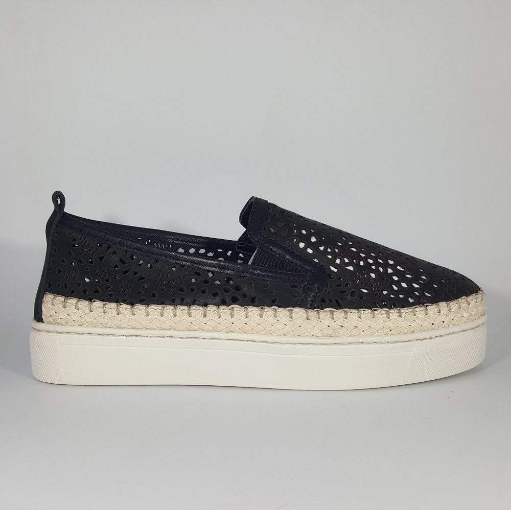 The Flexx Black Leather Espadrille On Sneaker Sole